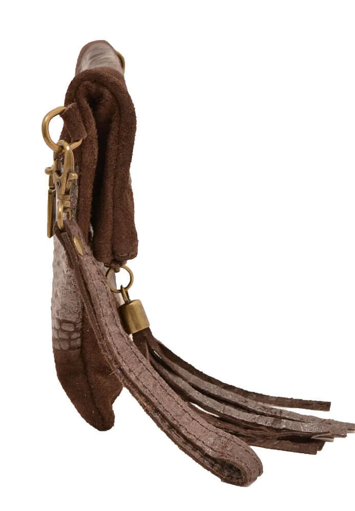 Pochette cuir vachette femme dark brown